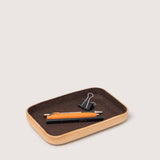Small Kawabon Leather/Merino Wool Felt Catchall Tray, Cocoa