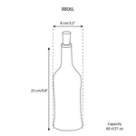Diagram with measurements of the Brutto Olive Oil bottle.