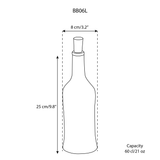 Diagram with measurements of the Brutto Olive Oil bottle.