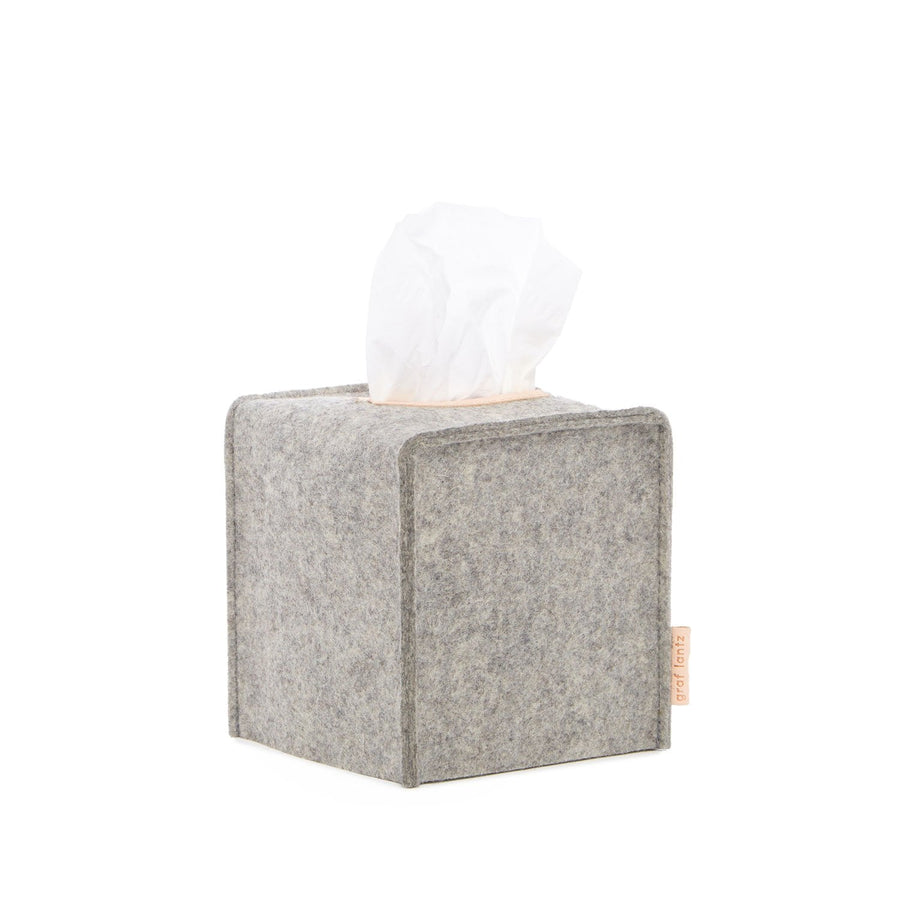 Small Merino Wool Felt Tissue Box Cover, Granite