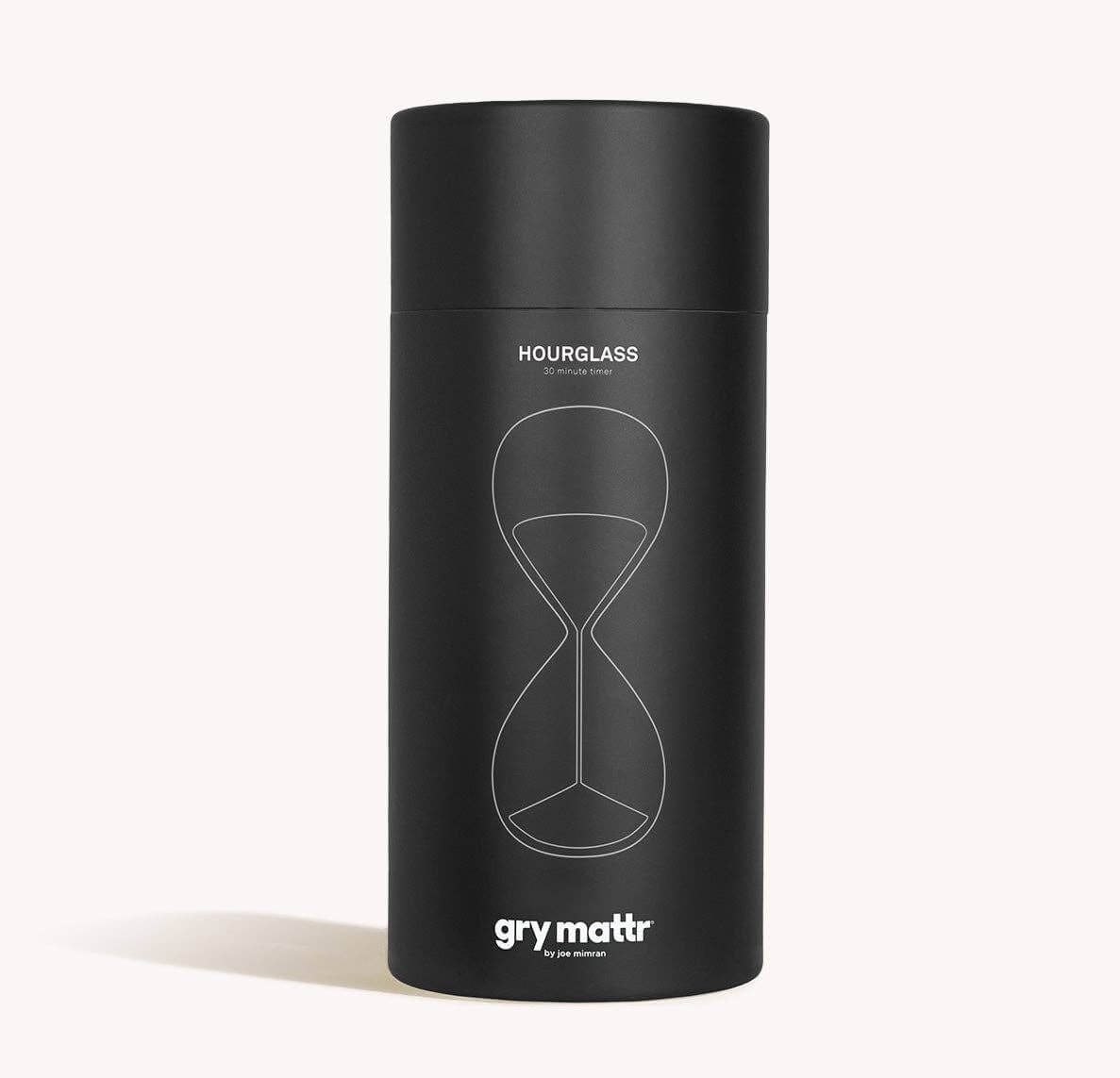 30-minute hourglass in sleek jet black for focused productivity and creativity, dimensions 7.87" x 3.14".