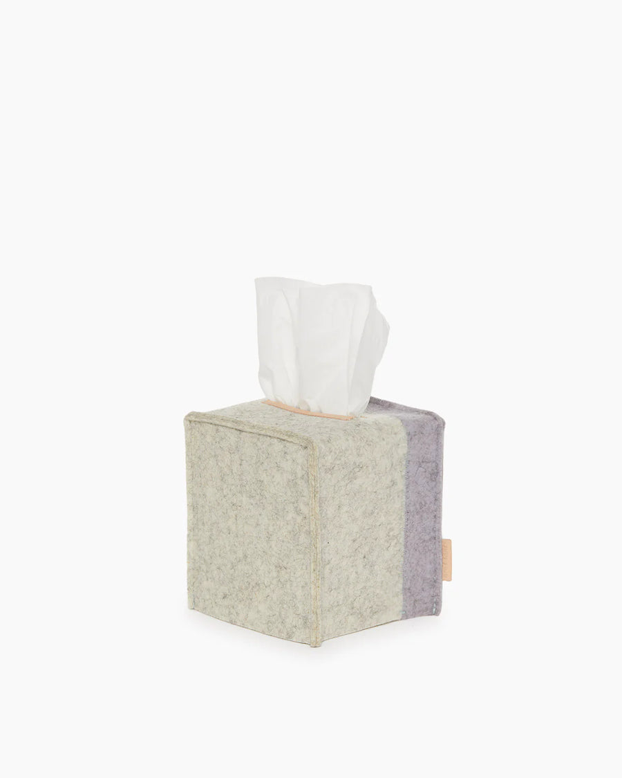 Jaunt Merino Wool Felt Small Tissue Box Cover, Haze / Heather White