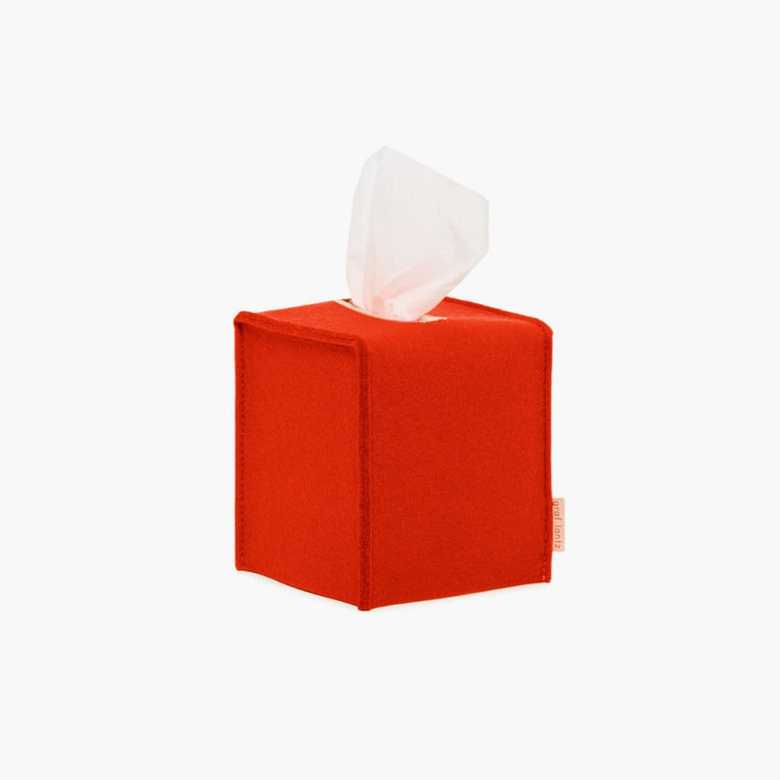 Small Merino Wool Felt Tissue Box Cover, Orange