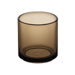 Hasami Porcelain Amber glass tumbler showcasing a modern, modular design with a warm amber hue.
