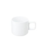 Hasami Porcelain 11 oz. white mug, modern design, multifunctional and stackable for versatile kitchen use.