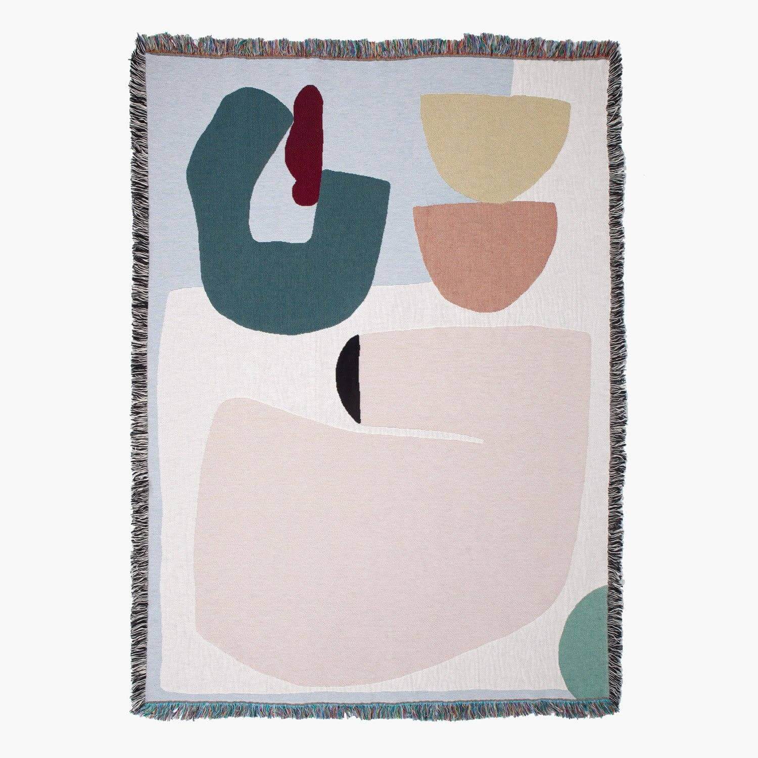 Arthur Throw designed by Laurie Maun, eco-friendly woven blanket with abstract shapes from recycled cotton.