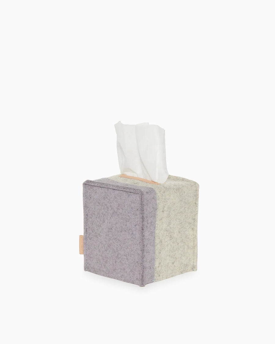 Jaunt Merino Wool Felt Small Tissue Box Cover, Haze / Heather White