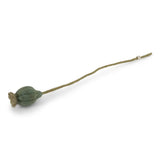 Felted poppy bud in soft green, a handmade decoration made from 100% New Zealand wool, ideal for natural decor.