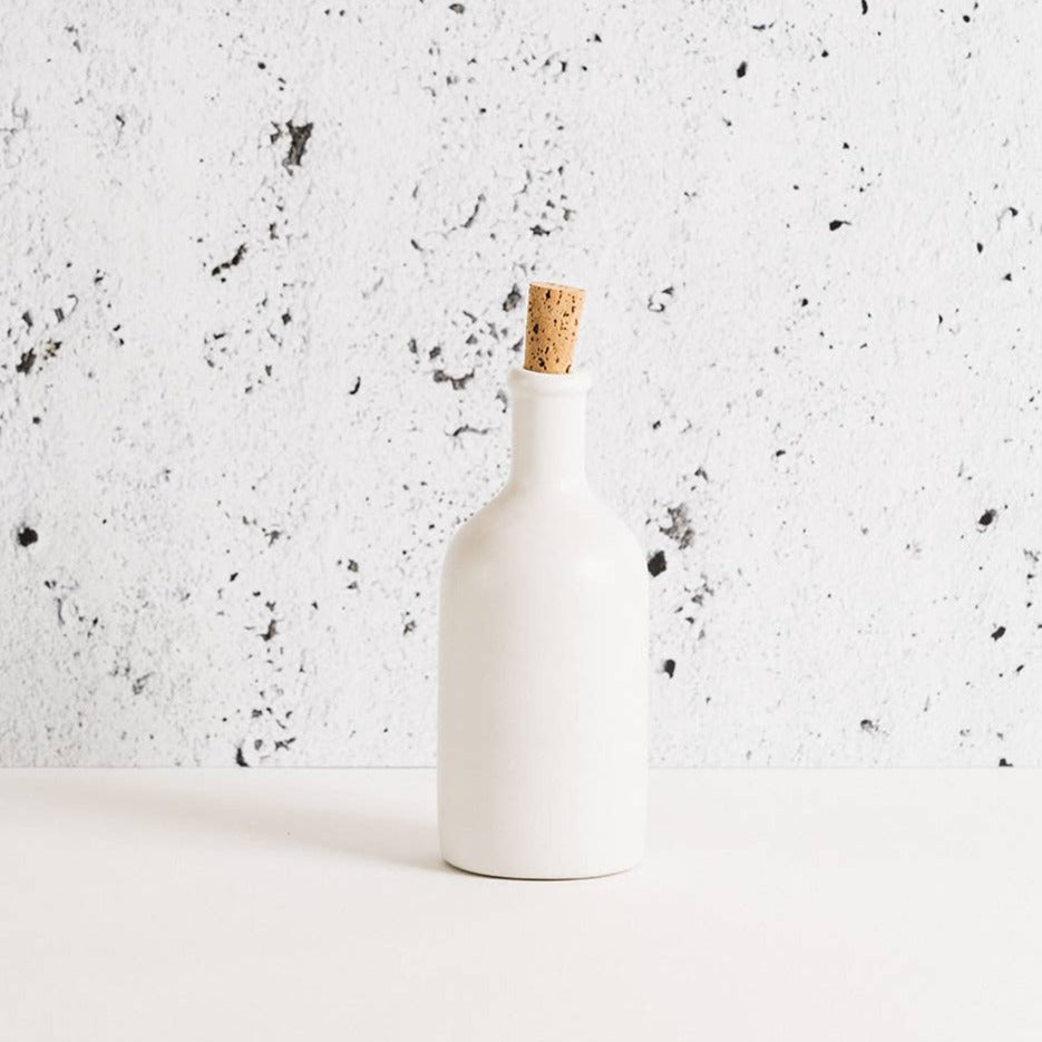 gharyan matte white stoneware olive oil bottle