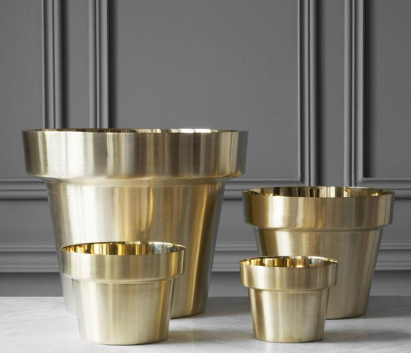 Brushed Brass Flower Pots - Acacia