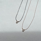 Cinq Droplet Necklace, Beige Silk Cord