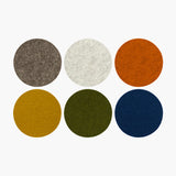 Merino Wool Felt Multi Color Coasters, Set of 6 - Round