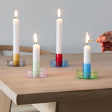 Duo Tone Glass Candlestick, Grey + Orange