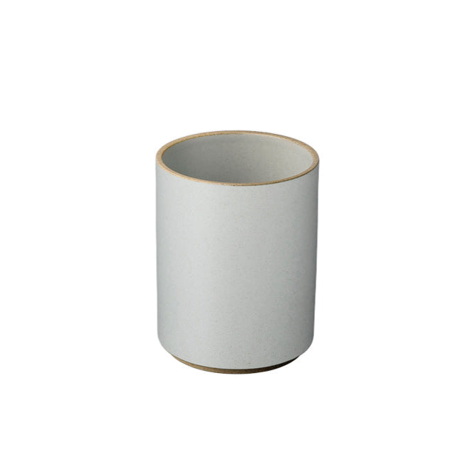 Hasami Porcelain small planter in glossy light grey with a contrast rim, ideal for potted plants or as a cachepot.