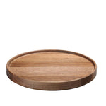 Hasami porcelain wood tray made of walnut, round design, perfect for stacking and versatile tableware use.