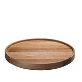Hasami porcelain wood tray made of walnut, round design, perfect for stacking and versatile tableware use.