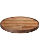 Hasami porcelain wooden tray made from walnut, featuring a smooth surface and round shape, ideal for stacking tableware.