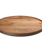 Hasami porcelain walnut wood tray, round shape, perfect for serving or as a lid for bowls, made in Japan.