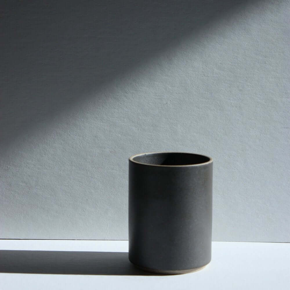 Hasami Porcelain small black planter with a modern form and tactile feel, ideal for cachepot or direct planting.