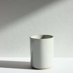 Hasami Porcelain small planter in glossy light grey with contrast rim, showcasing minimalistic design.