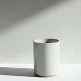 Hasami Porcelain small planter in glossy light grey with contrast rim, showcasing minimalistic design.