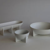 Large Round Standing Bowl, White