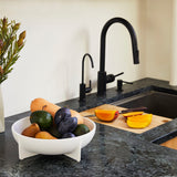 Large Round Standing Bowl, White