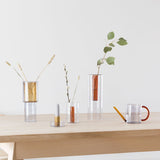 Duo Tone Glass Candlestick, Grey + Orange