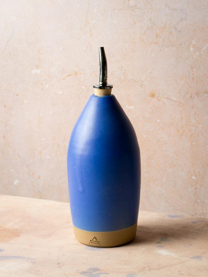 Ceramic Tall Oil Bottle, Lazurite Blue
