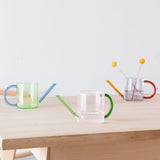 Glass Watering Can, Green + Blue