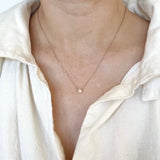 Cinq Droplet Necklace, Beige Silk Cord
