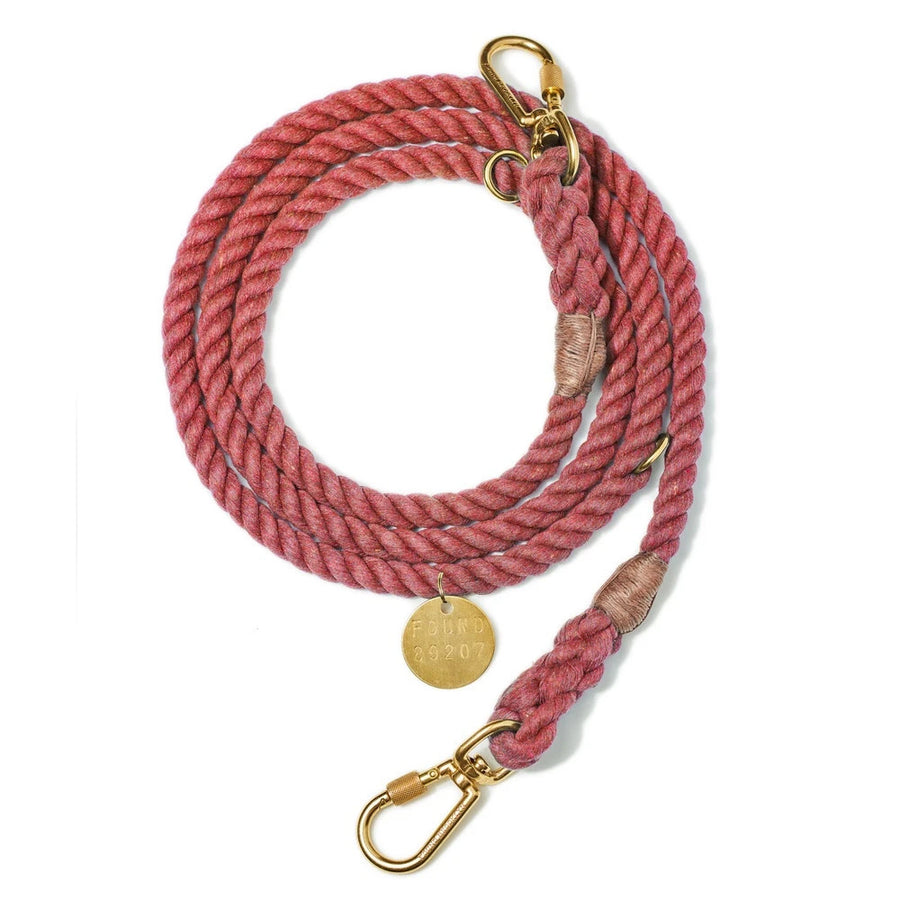 Upcycled Adjustable Rope Leash, Nantucket Red