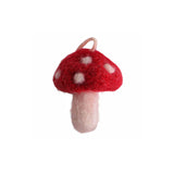 Felt Mini Mushroom Ornaments, Red