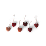 Felt Mini Heart Ornaments, Dusty Reds