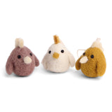 Felt Mini Rooster Ornaments, Set of 3