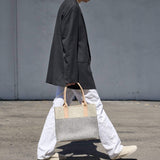 Jaunt Midi Merino Wool Tote, Granite / Natural