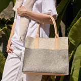 Jaunt Midi Merino Wool Tote, Granite / Natural