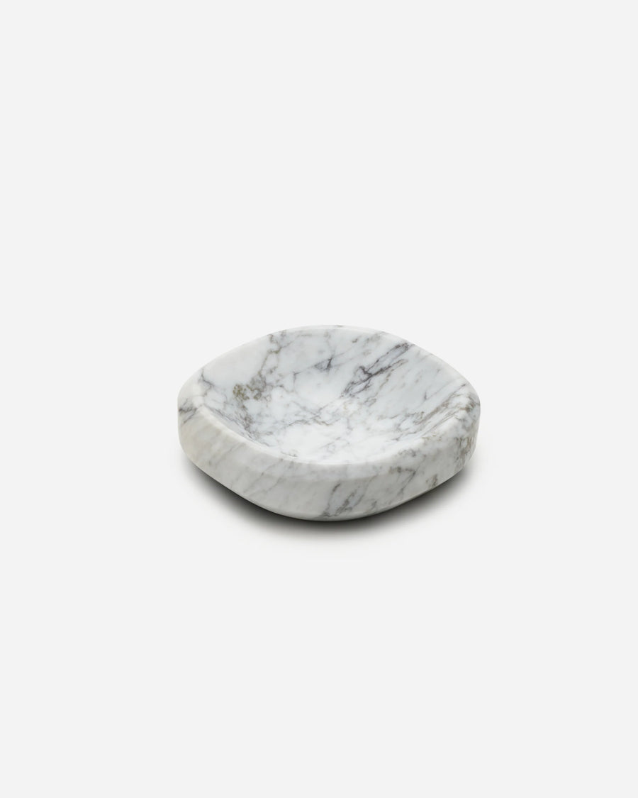 Marble Facet Tray, White Carrara Marble