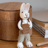 White Bunny w/Green Pants and Book Ornament
