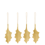 Brass Holly Ornament, Set of 4