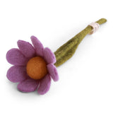 Small Felt Anemone with Leaf, Light Purple | Handmade Felt Flowers