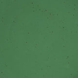 A closeup of a ceramic plate in a glossy emerald green color with iron speckles throughout