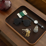Large Kawabon Leather/Merino Wool Felt Tray, Cocoa