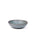 A dinner-sized shallow ceramic bowl in a blue-grey color featuring iron speckles and an unglazed rim