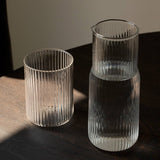 Ribbed Carafe and Cup Set, Clear