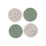 Gry and Sif Handmade Wool Felt Round Coaster Set, Multi Color Grey / Green