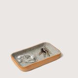 Small Kawabon Leather/Merino Wool Felt Catchall Tray, Granite