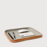 Large Kawabon Leather/Merino Wool Felt Tray, Granite
