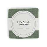 Gry and Sif Handmade Wool Felt Square Coaster Set, Dusty Green