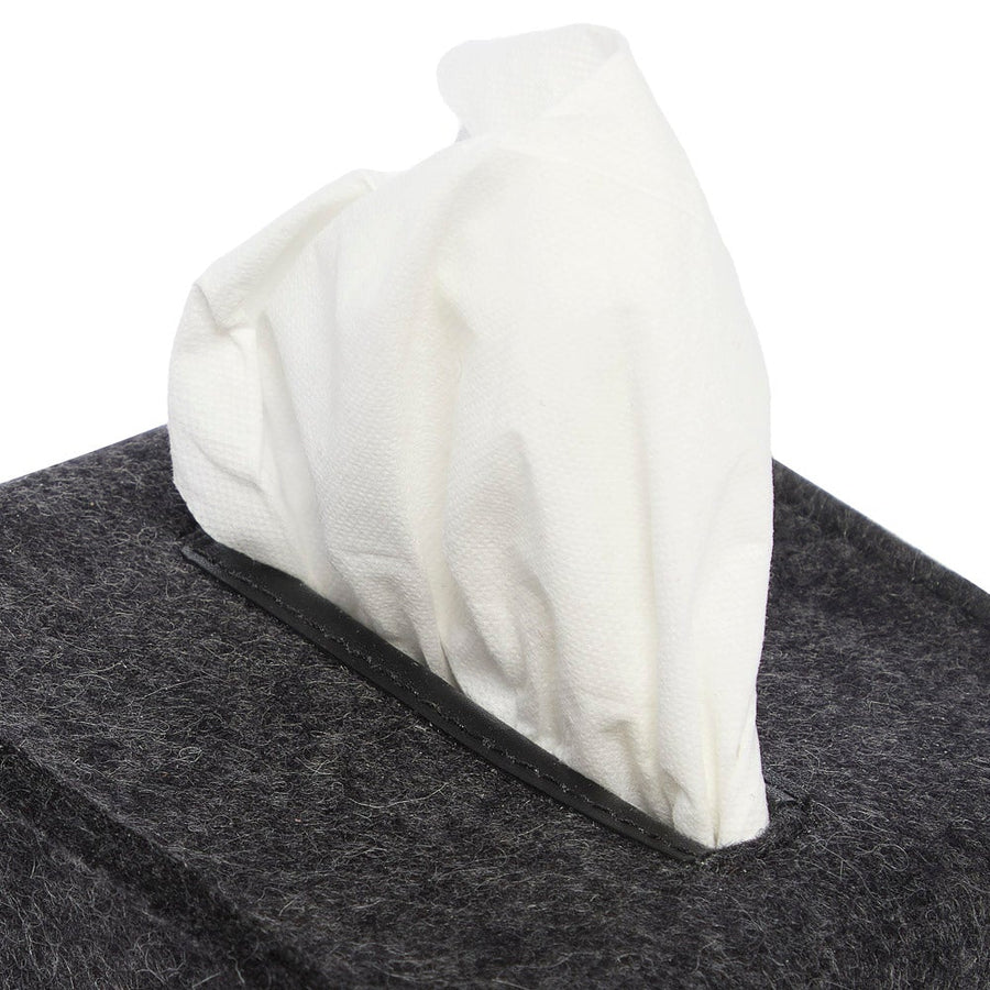Small Merino Wool Felt Tissue Box Cover, Charcoal